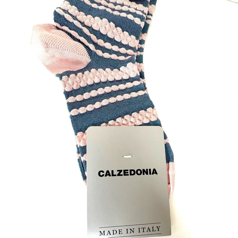 Pink and Blue Textured Stripe Ankle Socks NWT